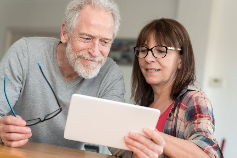 couple looking at bills together